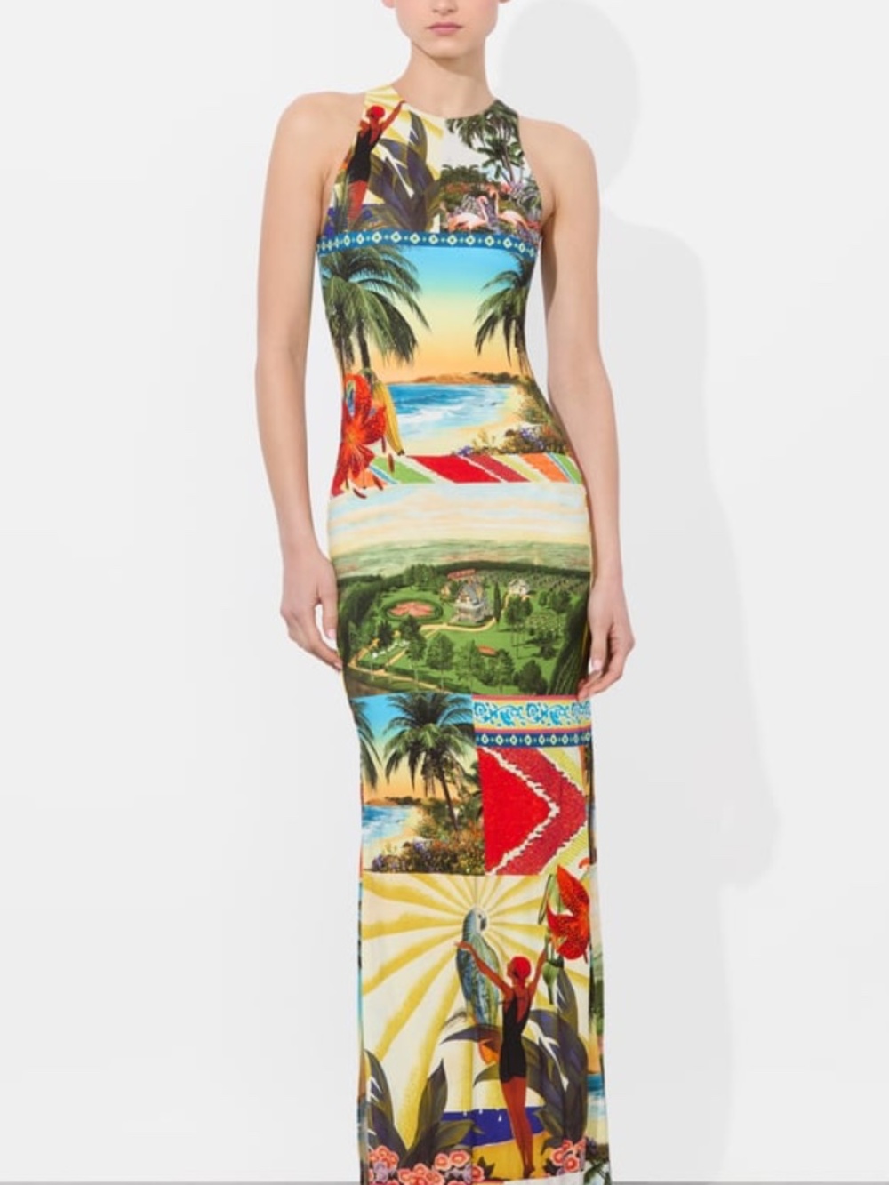 Alice + Olivia PANIA Island Dreams Tropical Print Maxi Dress - Size 0
